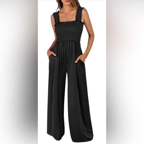 anrabess Pants - ANRABESS Jumpsuit for Women Dressy Casual Smocked Wide Leg Sz XL-used condition